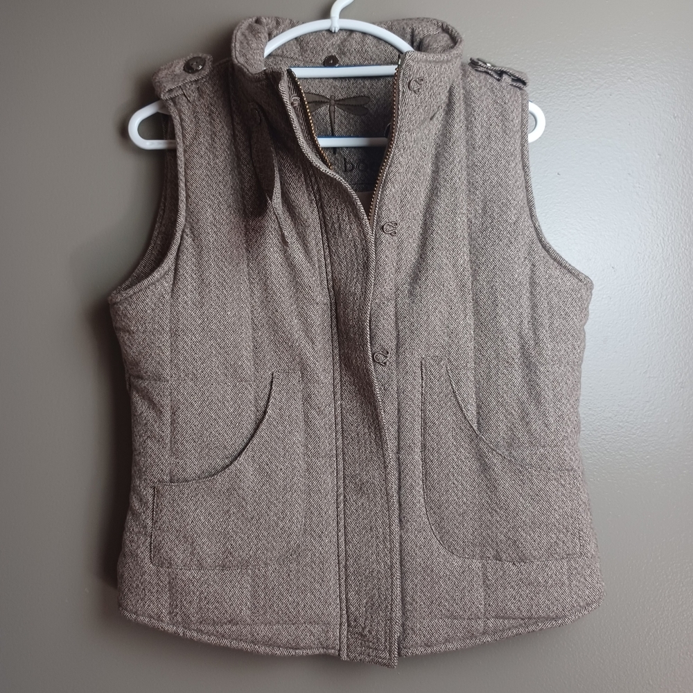 Tyler Boe Womens Vest Medium Brown Wool Blend
